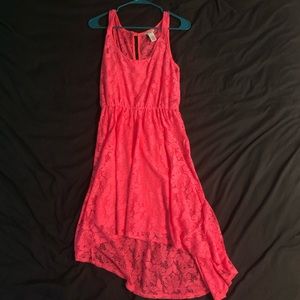 Floral laced coral dress